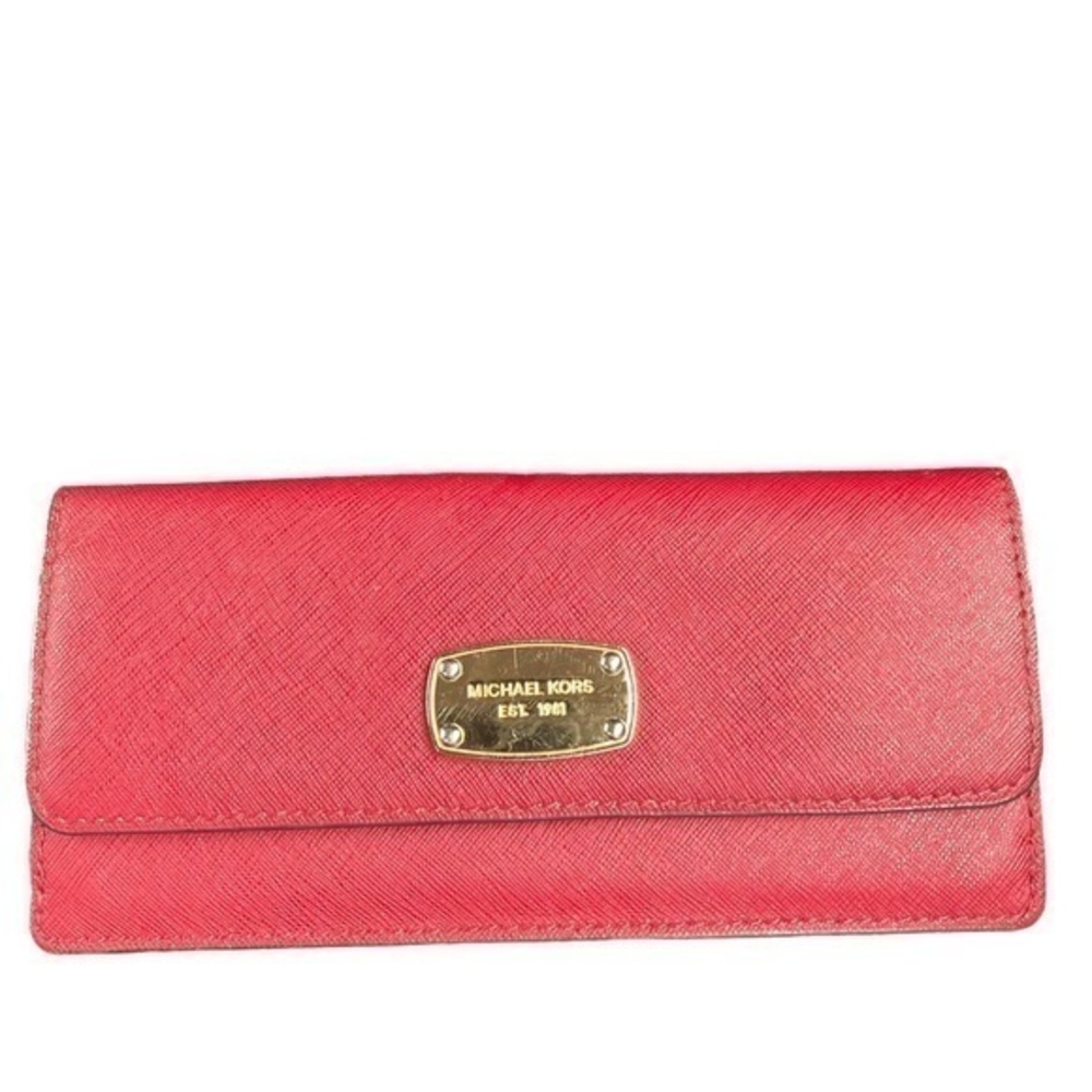 Michael kors red saffiano leather slim wallet
